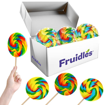 Jumbo Rainbow Swirl Lollipop, Mixed Fruit Flavor, Individually Wrapped, 4'' Inch Sucker (48-Pack)