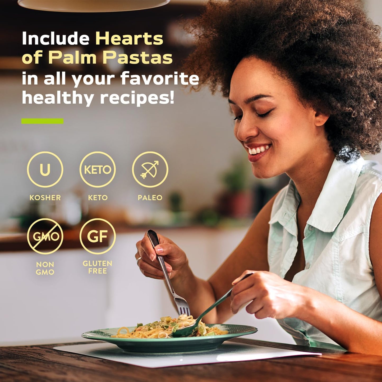 Natural Heaven Hearts Of Palm Pasta, Angel Hair Noodles - Low Carb Pasta, Gluten-Free, Paleo, Keto Pasta Noodles, Plant-Based He