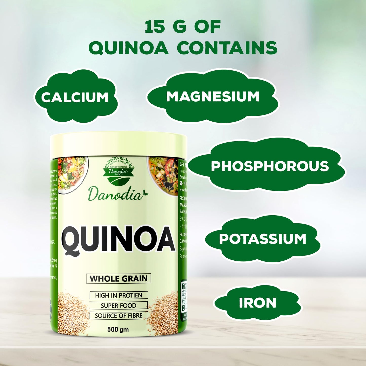 Danodia Foods Hulled Quinoa Grains, 500G (1.1Lb, 17Oz) | Gluten Free, Non Gmo Supergrain | Nutrient Rich Alternative Of Rice
