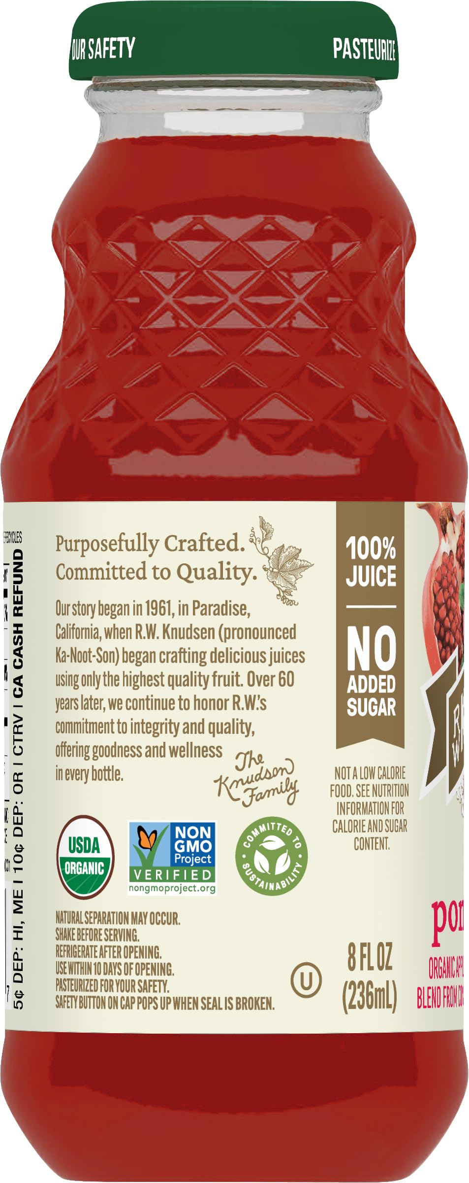 R.W. Knudsen Organic Cranberry Pomegranate Juice, 8 Fl Oz (12 Pack)