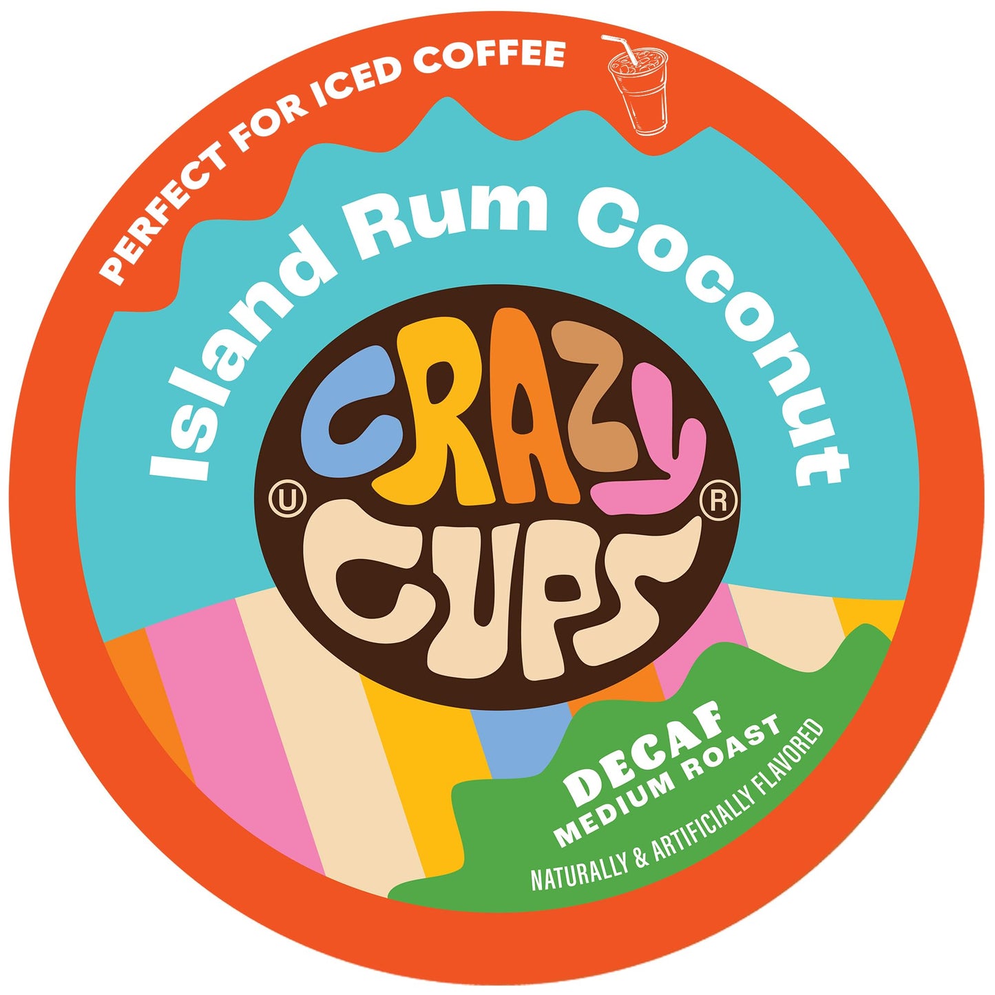 Crazy Cups Decaf Flavored Coffee Pods, Island Rum Coconut, 22 Count, Compatible with K Cup Keurig Machines