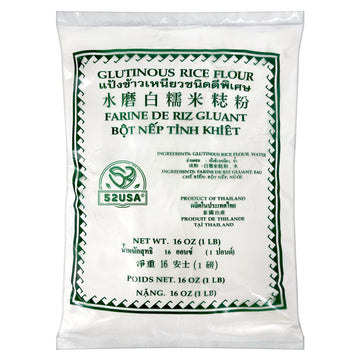 52USA Glutinous Rice Flour, Vegan, All Natural, 16 Ounce, Baking or Cooking, Product of Thailand