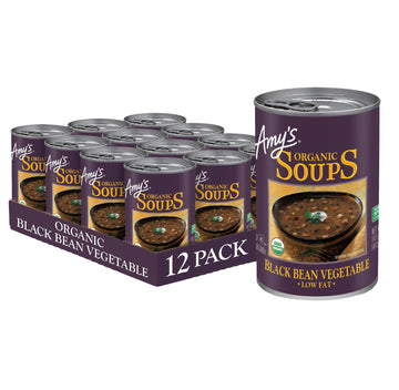 Amy’S Soup, Vegan Black Bean Vegetable Soup, Low Fat, Gluten Free, Made With Organic Vegetables, Canned Soup, 14.5 Oz (12 Pack)