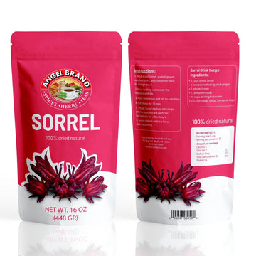 Angel Brand Sorrel leaves 1 Lbs Pouch - Discover Rich Flavor and Aroma of Healthful Delights with Hibiscus Flowers leaf, Craftin
