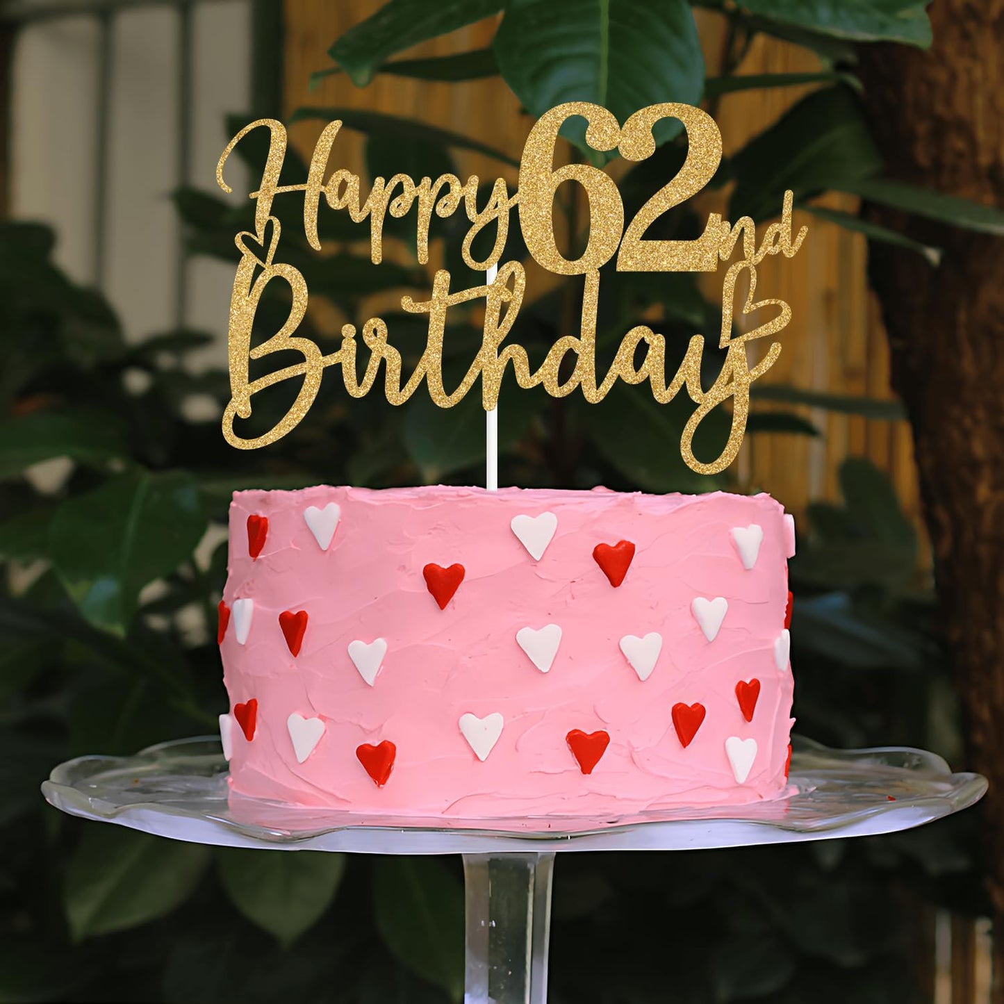 Sriburcio Gold Glitter Happy 62nd Birthday Cake Topper, Cheers to 62 Years, Party Decorations, Model SH--1102, Color 62