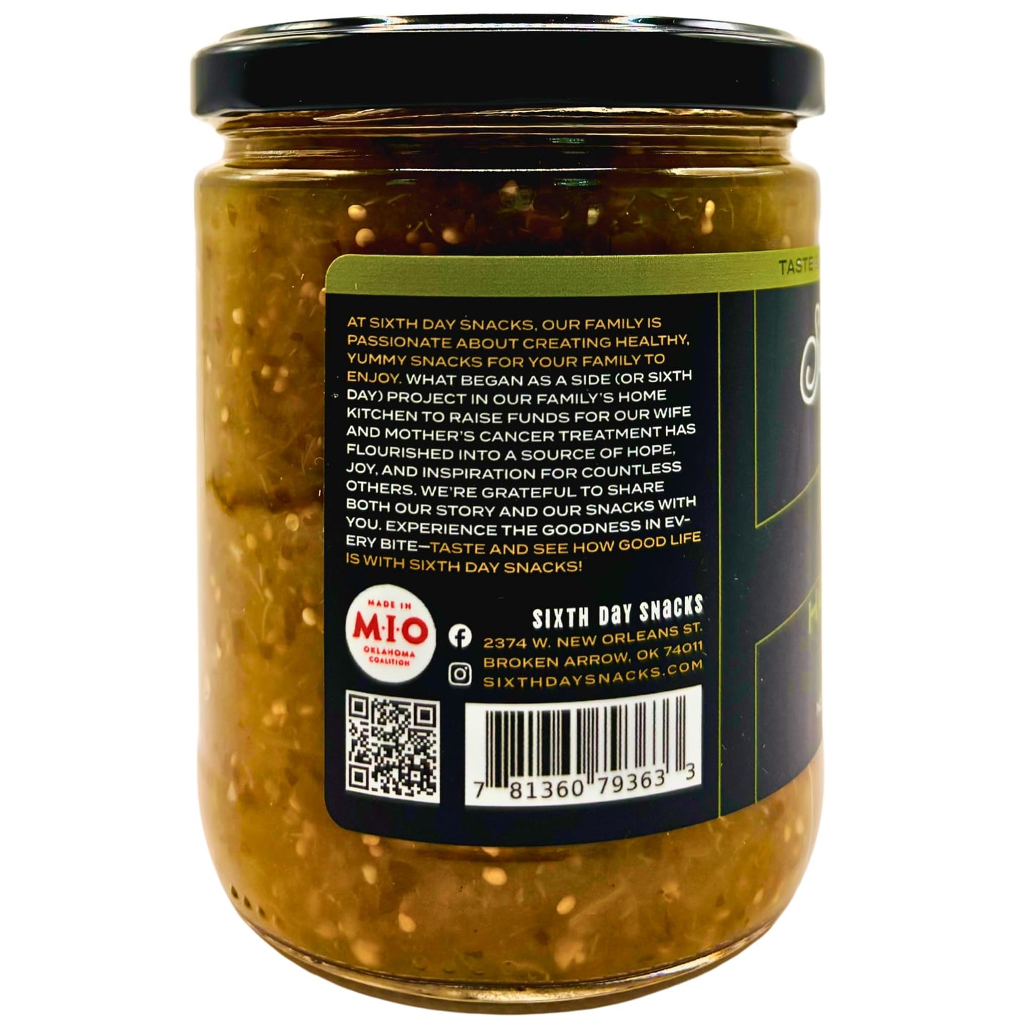 Sixth Day Snacks Hot Salsa Verde (16 oz.) - Gluten Free, Fresh Ingredients, Vegan, and Low Sodium