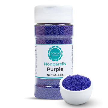 OCreme Nonpareils Sprinkles - 4oz Purple Non Pareil Sprinkles - Colorful Sprinkles for Cake Decorating - Kosher Sprinkles for Ic