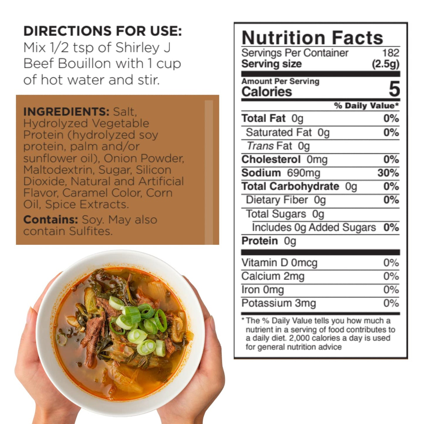 Shirley J- Beef Bouillon Powder Flavor 1 LB. | Low Sodium Concentrated Beef Flavored Bouillon enhanced Gourmet Grade | For Soup  Stew  Broth  Gravy  Curry & More (Beef)