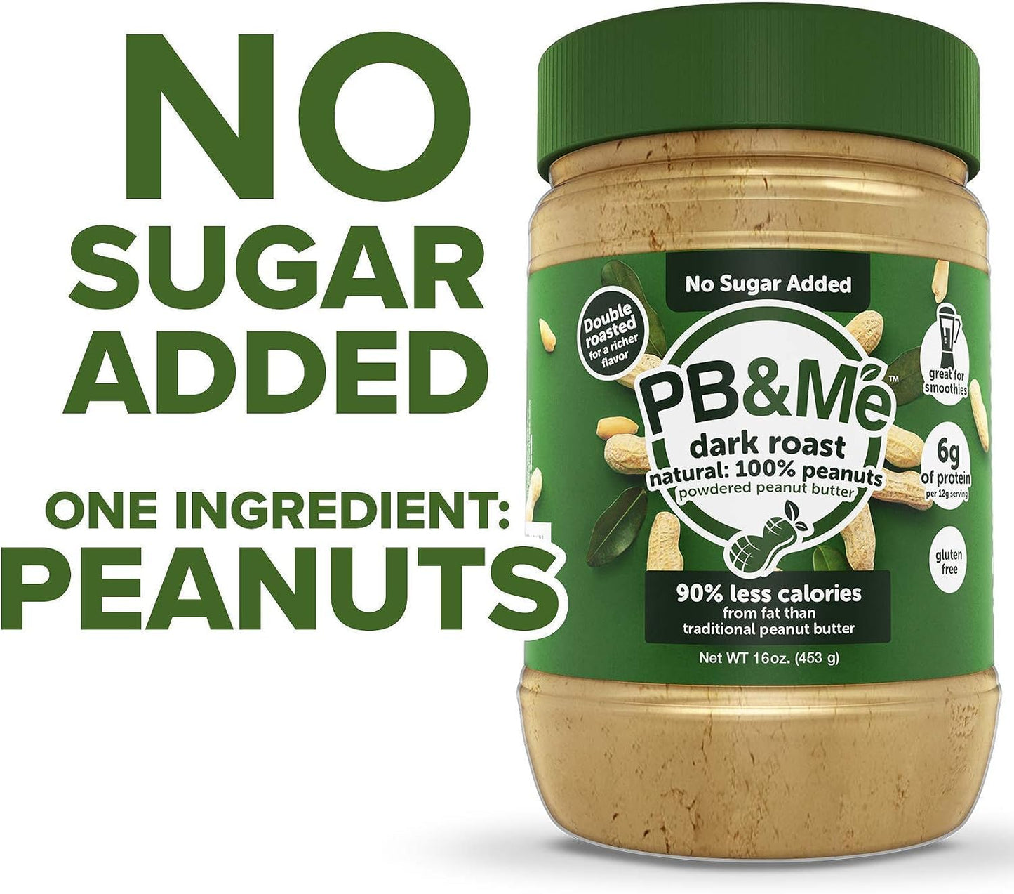 PB&Me Natural Powdered Peanut Butter - Gluten Free, High Protein, Less Calorie Peanut Butter for Smoothie And Protein Shake Add