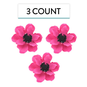 Global Sugar Art Anemone Wind Flower Sugar Cake Flowers Hot Pink, 3 Count By Chef Alan Tetreault