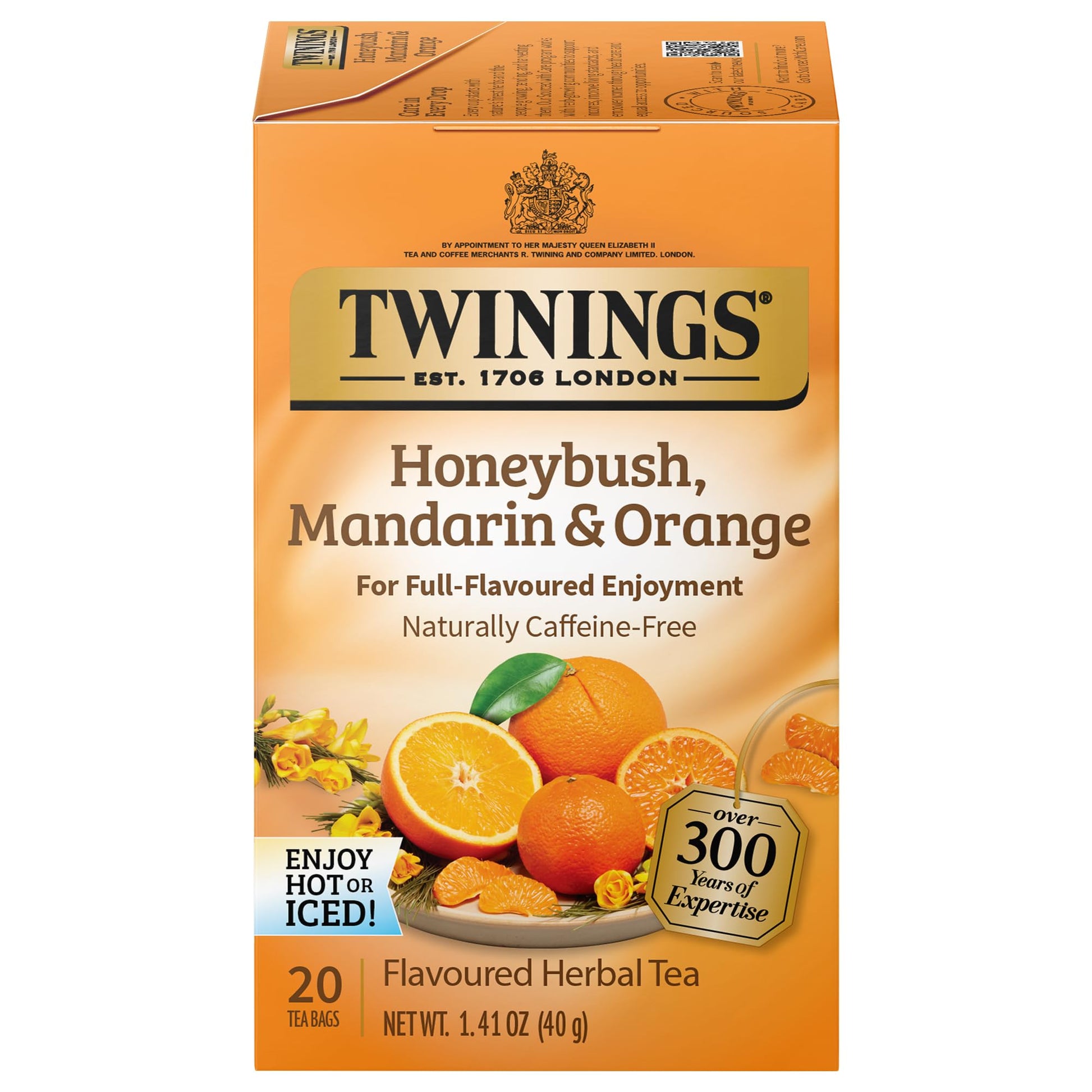 Twinings Honeybush, Mandarin & Orange Herbal Tea, Caffeine-Free, 20 Count (Pack of 6), Individually Wrapped, Model 6322