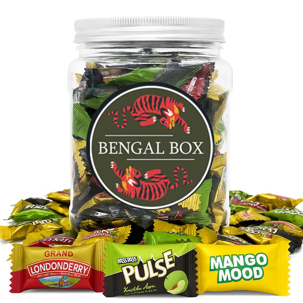 BOX OF LIFE Indian Assorted Candy Pack - Premium Jar, 300g Individually Wrapped Treats (Parle Londonderry, Mango Mood, PassPass Pulse)