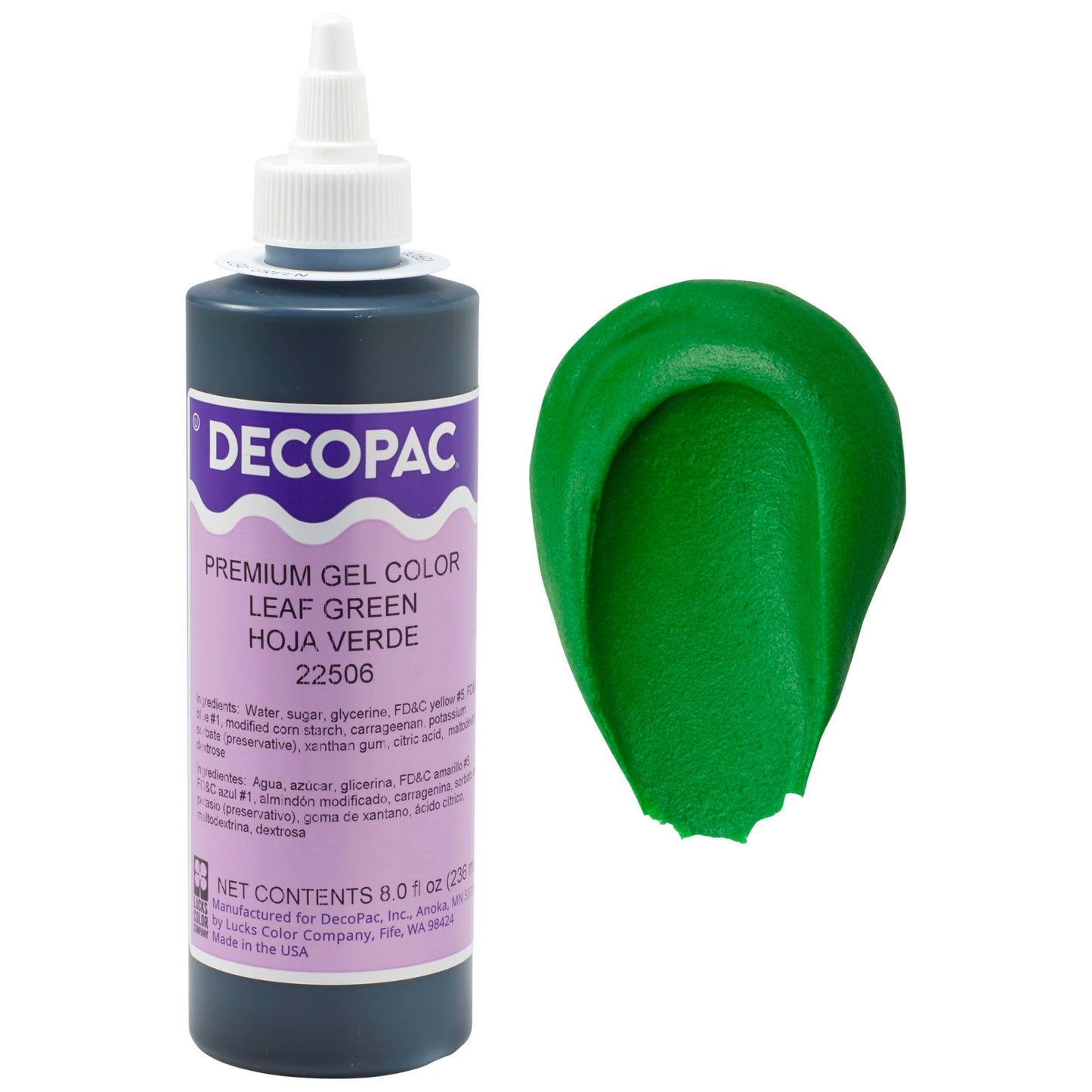 Decopac Premium Gel Food Color, Edible Coloring For Use With Buttercream Or Whipped Icing, Fondant & Piping Gel, Highly Concentrated Gel, 8Oz - Leaf Green