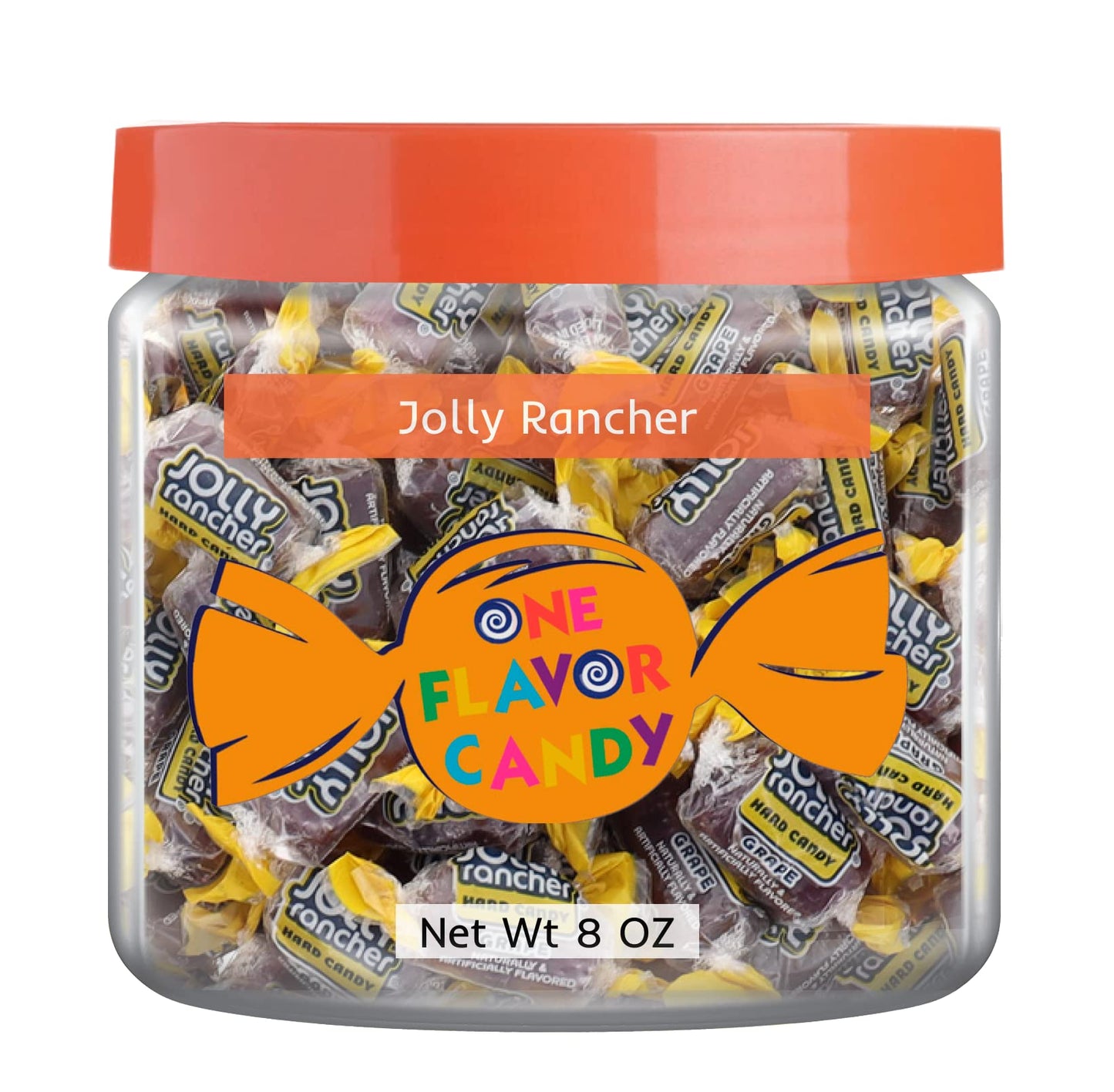 Jolly Rancher World'S Best Flavored Fruit Hard Candy Bulk Candies In Jar Tasty Yummy Perfectly Delicious Time (Grape, 8Oz)