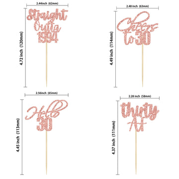 Gyufise 48 Pack Rose Gold Glitter Hello 30 Cupcake Toppers Glitter Thirty Cheers To 30 Straight Outta 1994 Cupcake Picks For 30T