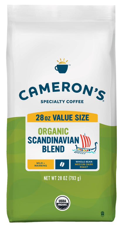 Camerons Coffee Roasted Whole Bean Coffee, Scandinavian Blend, 28 Ounce