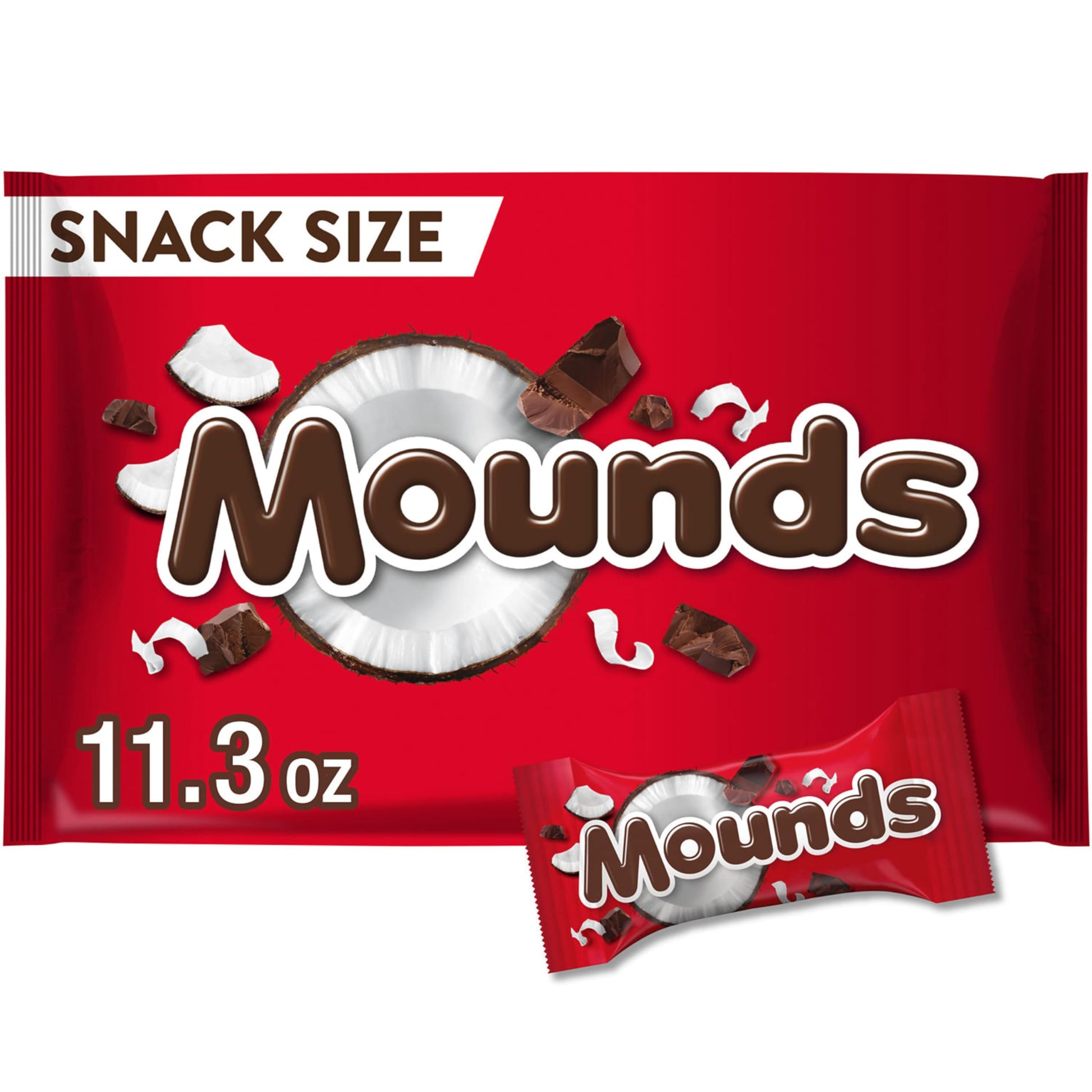 MOUNDS Dark Chocolate and Coconut Snack Size, Candy Bag, 11.3 oz