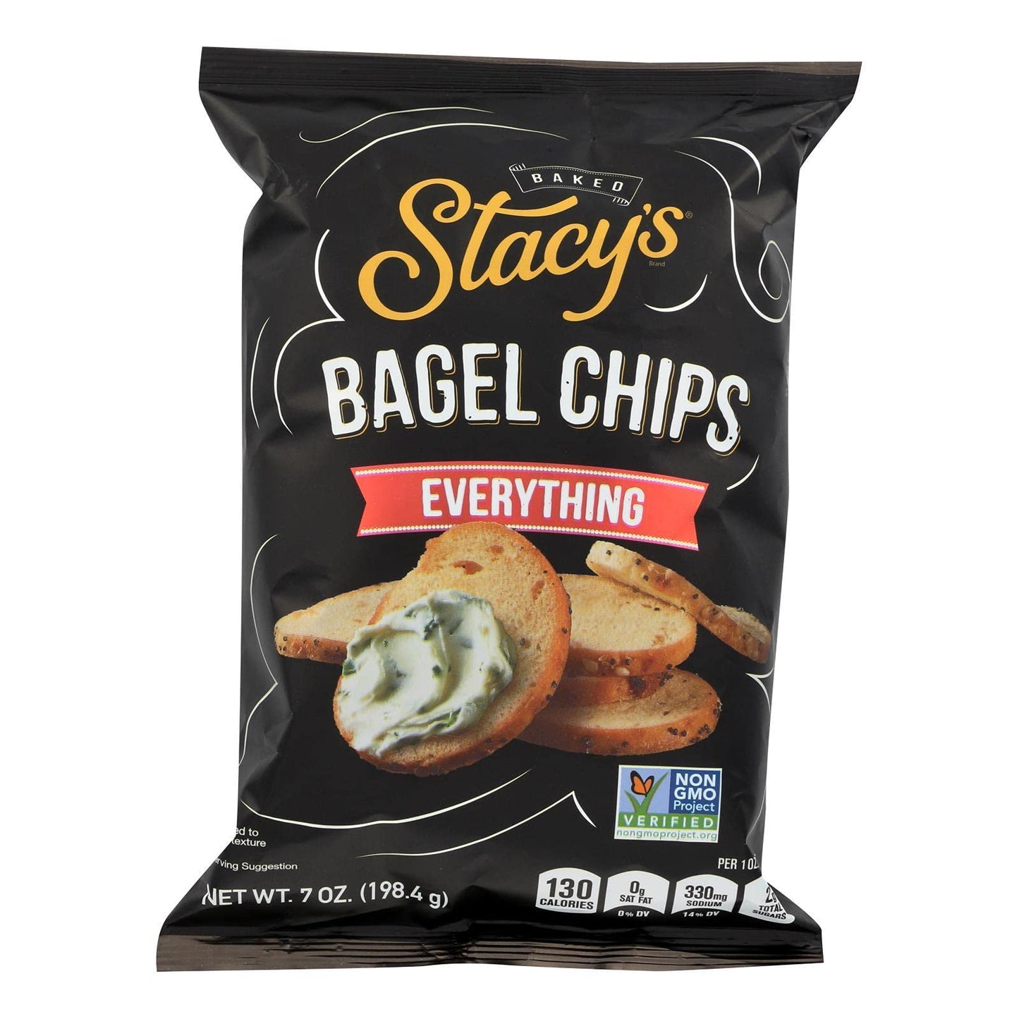 STACYS PITA CHIPS, Bagel Chips,Everything, Pack of 12, Size 7 OZ - No Artificial Ingredients GMO Free