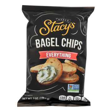 STACYS PITA CHIPS, Bagel Chips,Everything, Pack of 12, Size 7 OZ - No Artificial Ingredients GMO Free