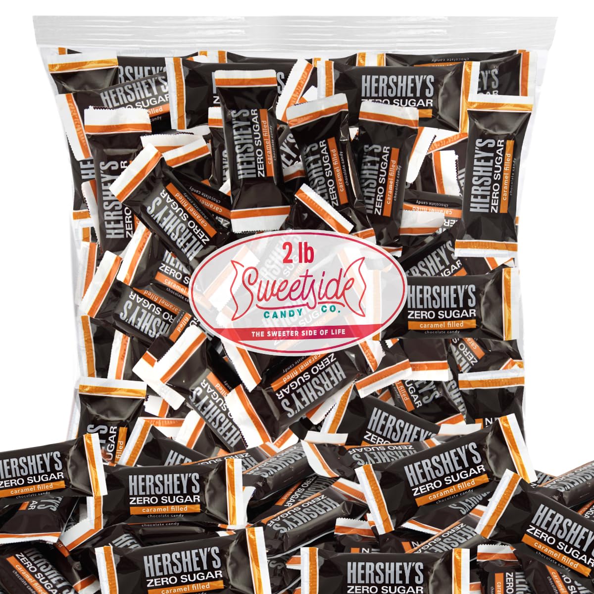 Zero Sugar Caramel Filled Chocolate Candy, 2 Pound of Sugar-Free Chocolate Candy, for Low Carb Diets