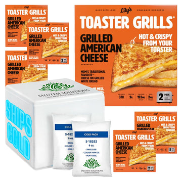 Lilys Toaster Grills - American Cheese Sandwich - Frozen Meal, 2 Pack - Pack of 6