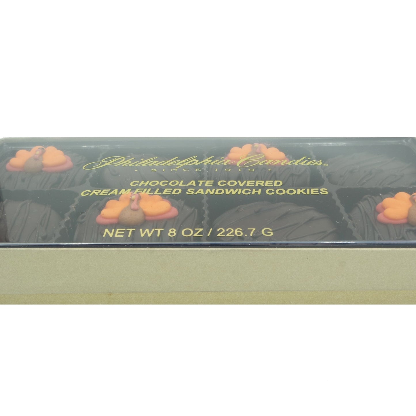 Philadelphia Candies Dark Chocolate Covered OREO Cookies, 8 Ounce, Thanksgiving Tom Turkey Design