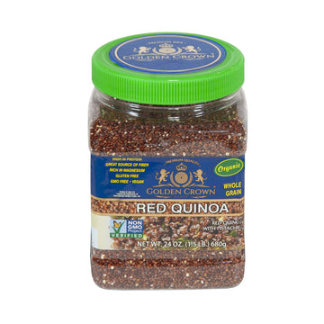 Golden Crown Organic Red Quinoa - 24 oz (1.5Lb), Whole Grain, Non-GMO Project Verified, High Protein, Fiber & Iron, Superfood Se
