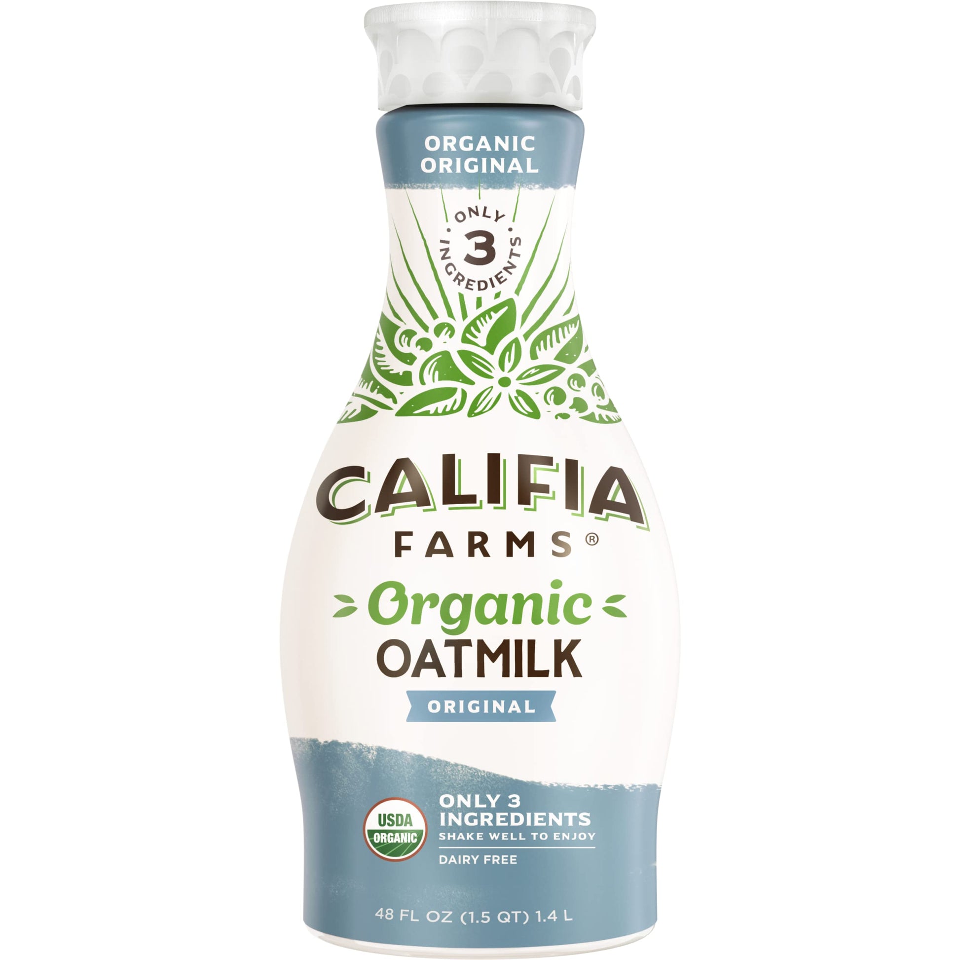 Califia Farms - Organic Original Oat Milk, 48 Oz, Dairy Free, Plant Based, Vegan, Non GMO, USDA Organic Milk