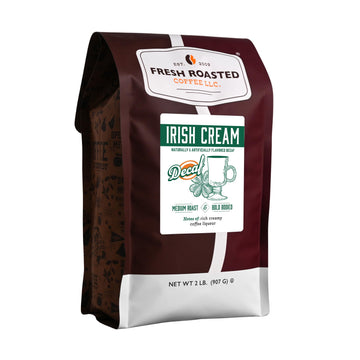 Fresh Roasted Coffee Decaf Irish Cream Flavored Whole Bean, Medium Roast, 2 lb (32 oz)