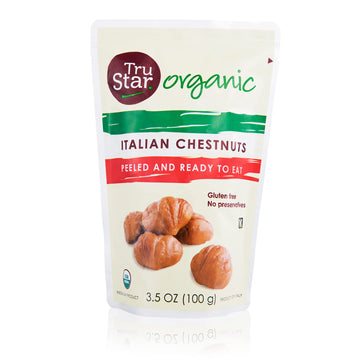 Trustar Organic Italian Chestnuts, Peeled, Ready-To-Eat, 3.5Oz Pouch (Pack Of 12)