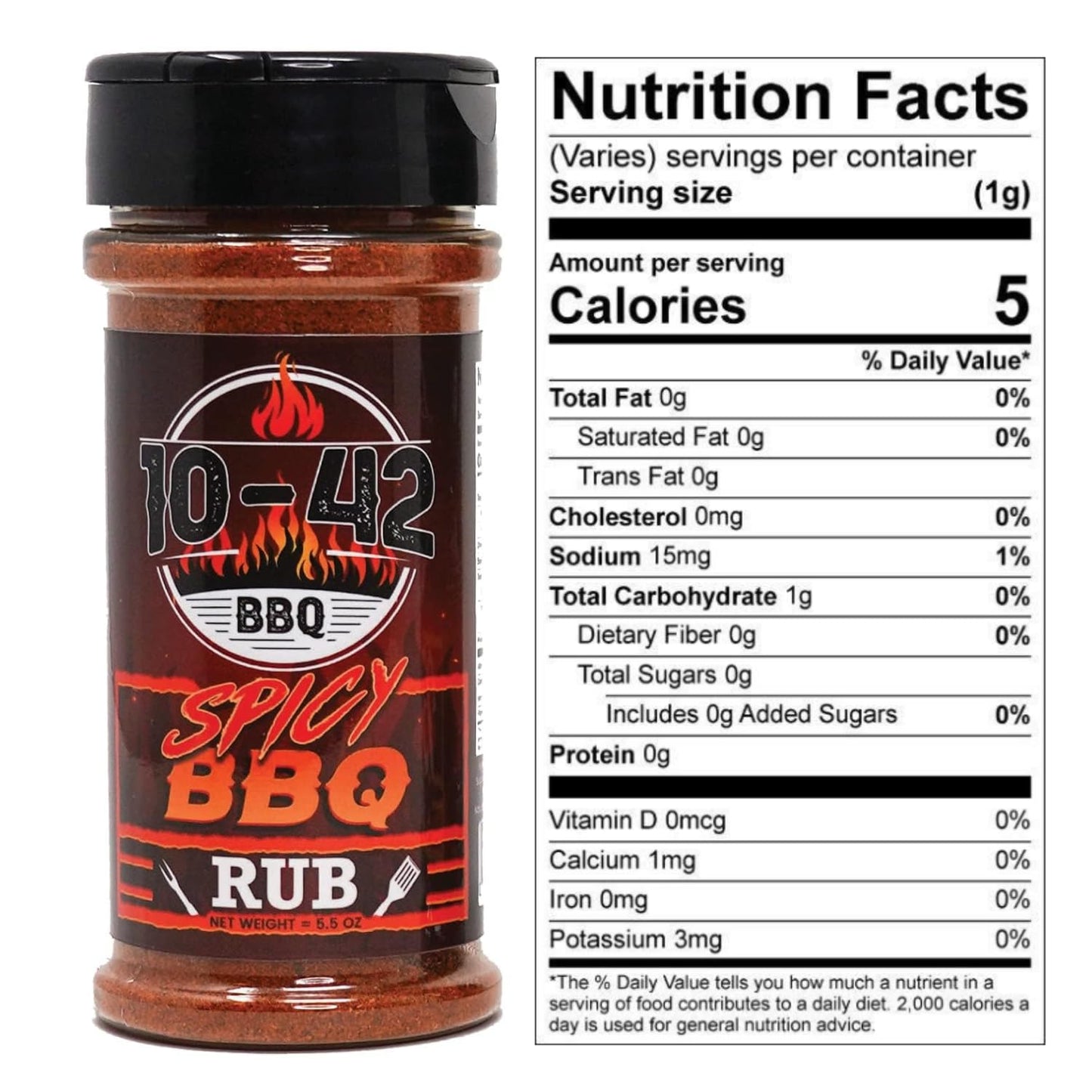 Five Star Seasonings Spicy BBQ Rub - All Natural, Low Sodium, 5.5 oz