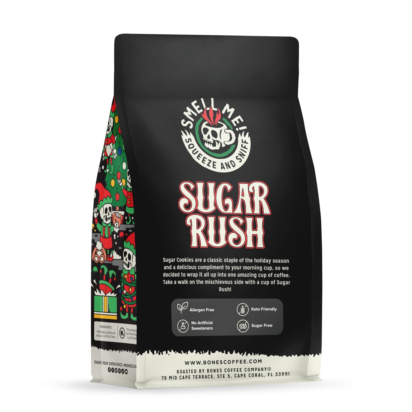 Bones Coffee Company Sugar Rush, Sugar Cookies Flavored Coffee, Medium Roast Low Acid Arabica Beans Compatible with Auto drip an