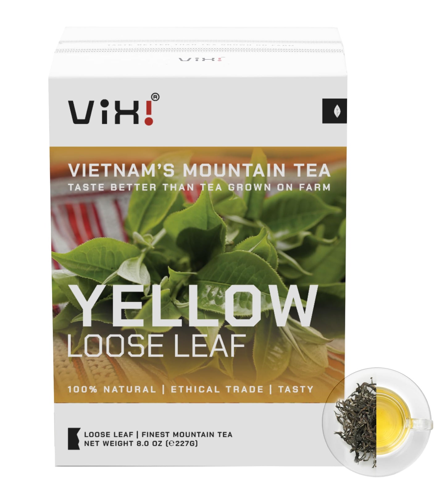VIXI Yellow Tea Loose Leaf, 100% Natural, Balanced Flavor, 8 Ounce, Large Leaves, Hot and Cold Brew