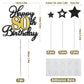 Happy 80Th Birthday Cake Toppers, Black Gold Glitter Cake Decorations Set, 80Th Birthday Decor For Men Women, Birthday Anniversa