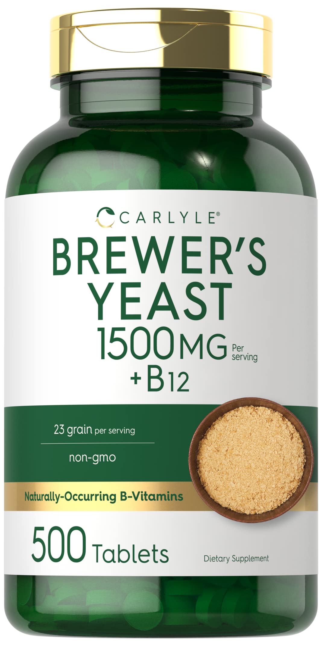 Carlyle malt-inspired Yeast small format product with Vitamin B12 | 500 Count | 1500mg | Non-GMO