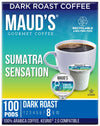 Mauds Sumatra Dark Roast Coffee Pods  100 ct | Sumatra Sensation Coffee | 100% Arabica Dark Roast Coffee | Solar Energy Produced Recyclable Pods Compatible with Keurig K Cups Maker