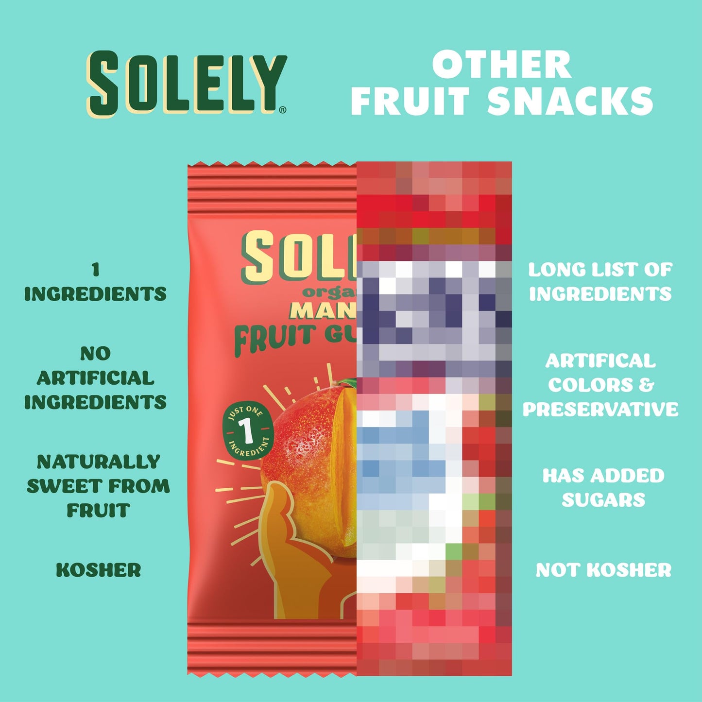 Solely - Organic Mango Whole Fruit Gummies Variety Pack (4 Flavors, 5 Bags Per Box) - Real Fresh Fruit - Healthy Snacks For Adul