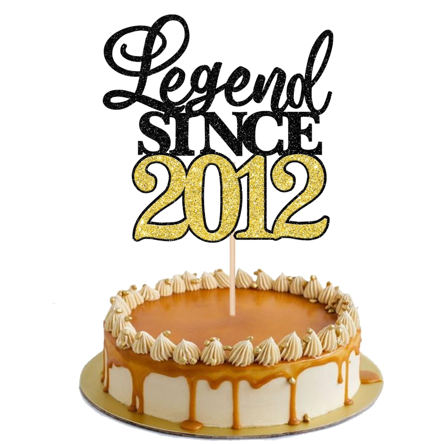 Rsstarxi Cake Topper, Glitter Happy 13th Birthday Decoration, Black Gold, Perfect for 13th Birthday or Wedding Anniversary Party