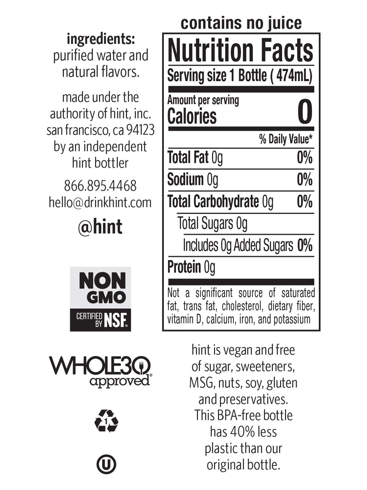 Hint Water Watermelon Single Bottle, One 16 Ounce Bottle, Pure Water Infused with Watermelon, Zero Sugar, Zero Calories, Zero Sw