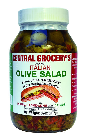 Central Grocery Olive Salad - 32 Oz (Pack Of 1) Perfect For Muffulettas, Sandwiches, Pizza Toppings, Pastas, Hot Dog Topper, Sal