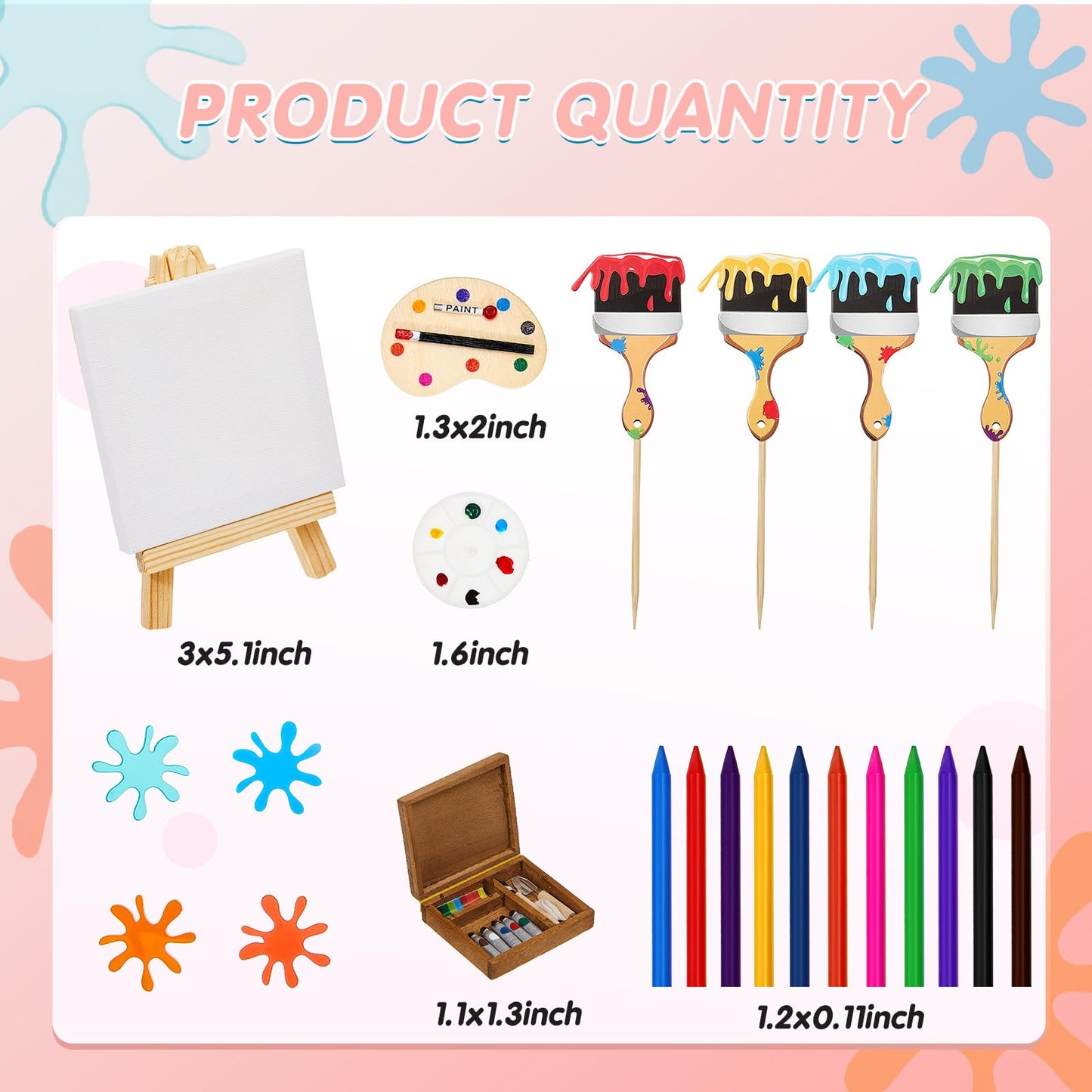 Taiyin Art Cake Decorations Paint Brush Cupcake Toppers Art Paint Cake Topper Artboard Palette Cake Topper Artist Themed Cake De