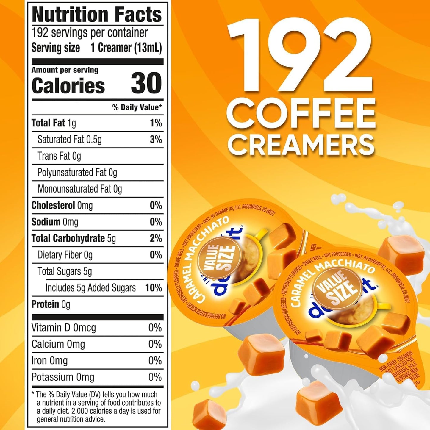 Caramal Macchiato Coffee Creamer Singles, 192 Creamer Singles Included Great For Offices, Restaurants, Coffee, Bar, Gift And Homes