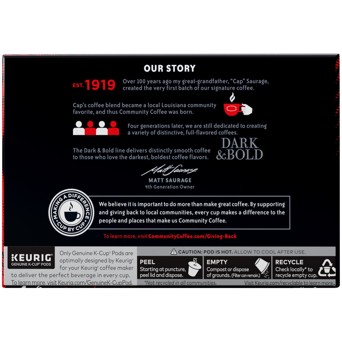 Community Coffee Dark & Bold Extra Boost Coffee Pods, Compatible with Keurig 2.0, 12 Count (Pack of 1)