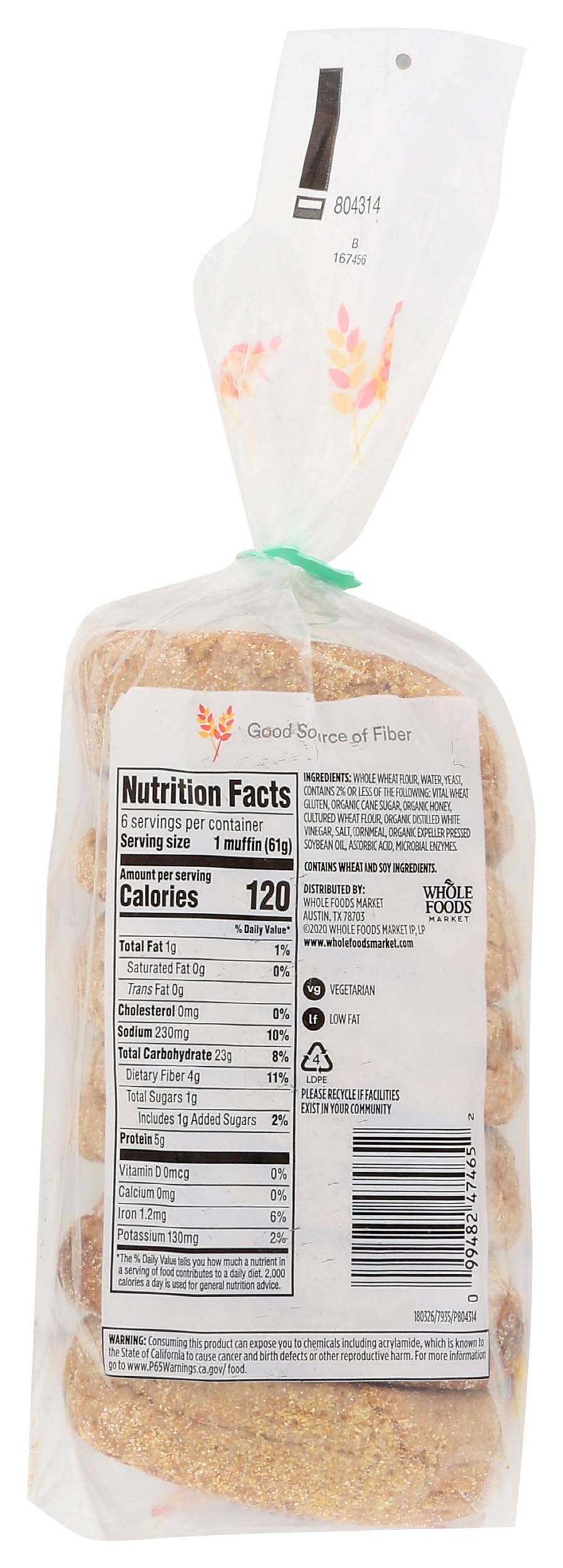365 by Whole Foods Market Whole Wheat English Muffins 6 Count, 13 OZ