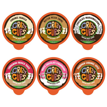 Crazy Cups Flavored Decaf Coffee Variety Pack, 96 Recyclable Pods, Hot or Iced, 6 Count (Pack of 4)