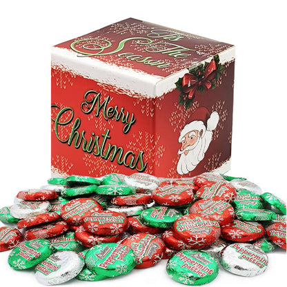 Fruidles Christmas Peppermint Patties Coins, Party Bag Fillers, Individually Wrapped Foils, Kosher Certified (Half-Pound)
