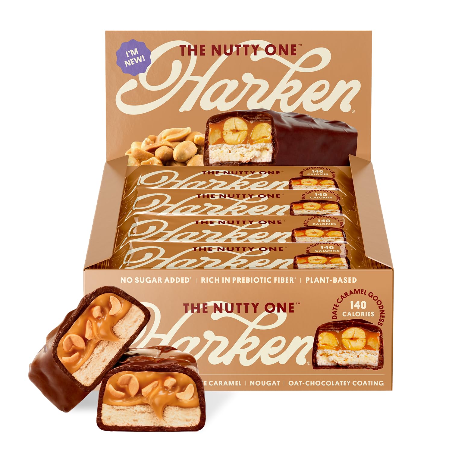 Harken Sweets - The Nutty One Candy Bar: Peanuts, Date Caramel, Oat Milk Chocolate - Vegan, Lower Sugar, Gluten-Free Easter Deli