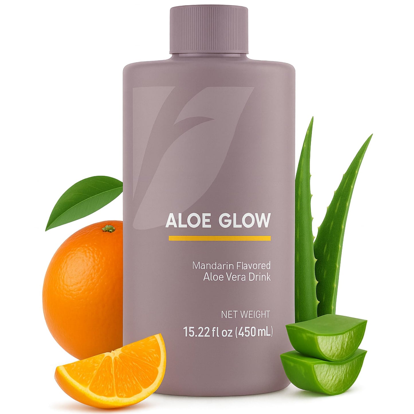 Aloe Glow Mandarin - Herbal Aloe Vera Dietary Fiber Dietary Support Drink - Supports Digestive Health & Hydration - Natural Mango Flavor  450Ml (15.22 Fl Oz)
