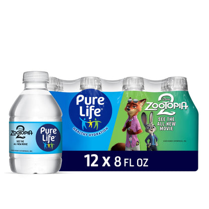 Pure Life Purified Water Bottles, 12 Pack - Still Bottled Water with Added Minerals for a Crisp Taste, Plastic Bottles - 8 Fl oz