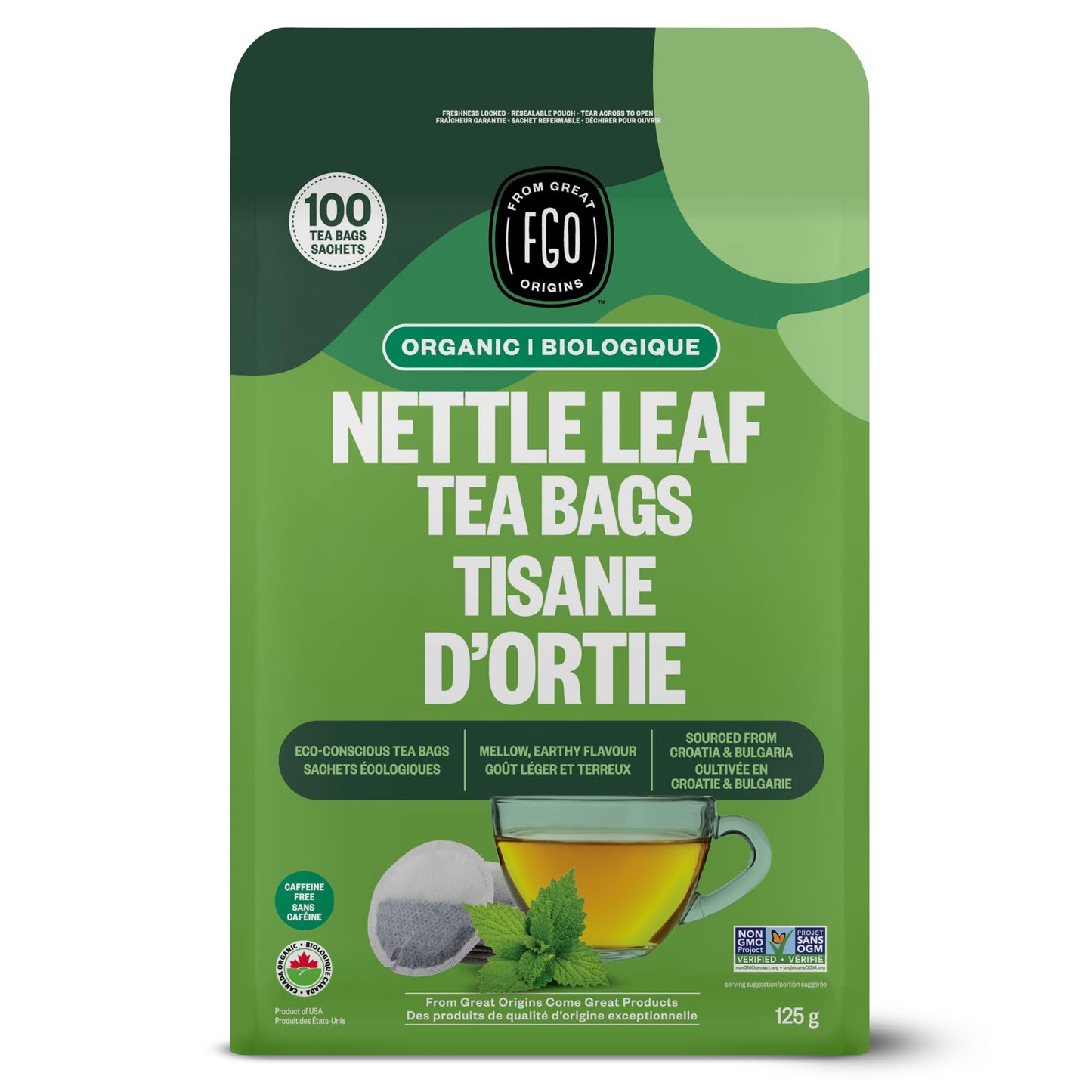Fgo Organic Nettle Leaf Tea, Eco-Conscious Tea Bags, 100 Count, Packaging May Vary (Pack Of 1)